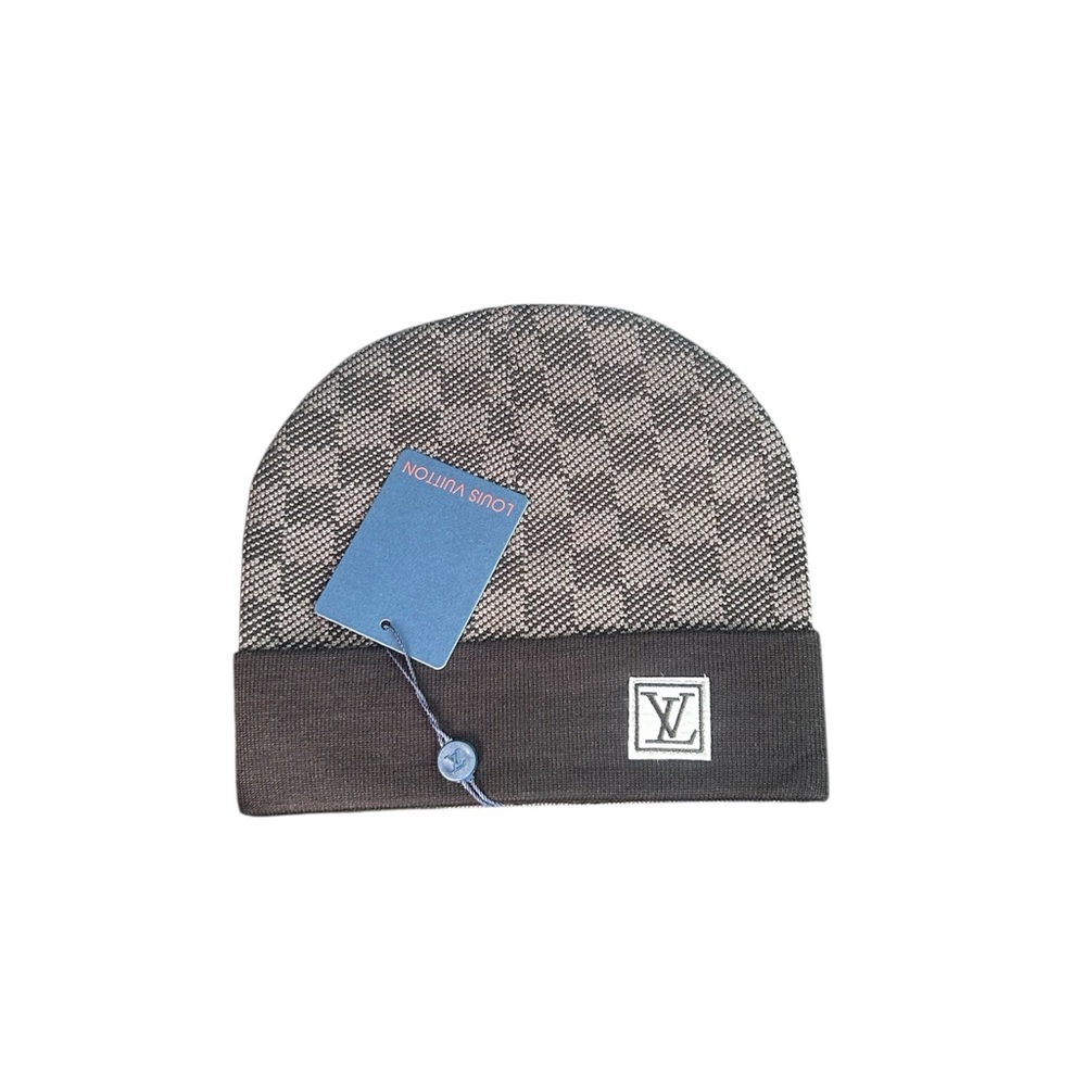 Louis Vuitton Checkered Black and Gray Beanie